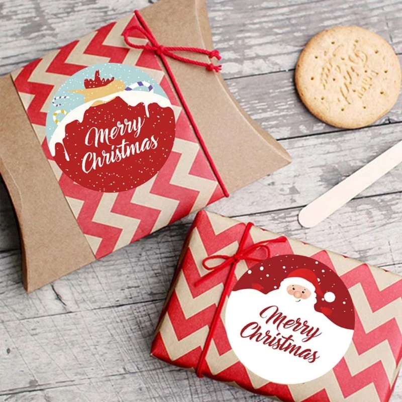 

500pcs Round Merry Christmas Thank You Stickers Handmade Seal Labels for Envelope Cards Gift Package Scrapbooking Decor