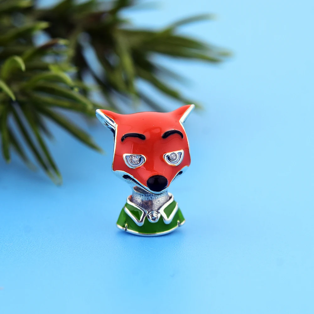 

FC Jewelry Fit Original Pandora Charm Bracelet 925 Stegling Silver Orange Enamel Cunning Fox Bead For Making Women Berloque 2021