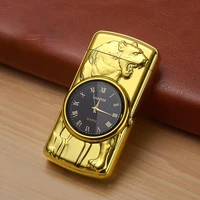 creative cool pattern electronic watch lighter metal straight into windproof lighter great gift for men smoking accessories