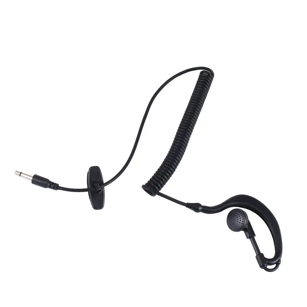 3 5 mm single earpiece ear hook earphone with spiral cable walkie talkie headset polices military earphone free global shipping