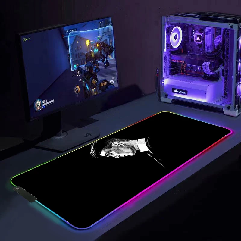 

Gaming LED Light Mouse Pad Peaky Blinders RGB Large Keyboard Cover Non-Slip Rubber Base Computer Carpet Desk Mat Game Mouse Pad