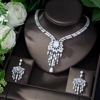 hibride luxury marquise cut cubic zirconia jewelry sets for women bride necklace set wedding dress accessories wholesale n 393