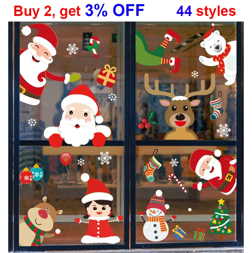 Съемные рождественские наклейки на окна для детей наклейка витрину Санта-Клаус