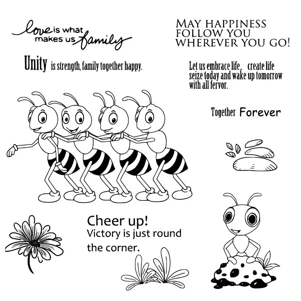 

AZSG Hardworking ant Cutting Dies and Clear Stamp Set for DIY Scrapbooking Photo Album Decoretive Embossing Stencial