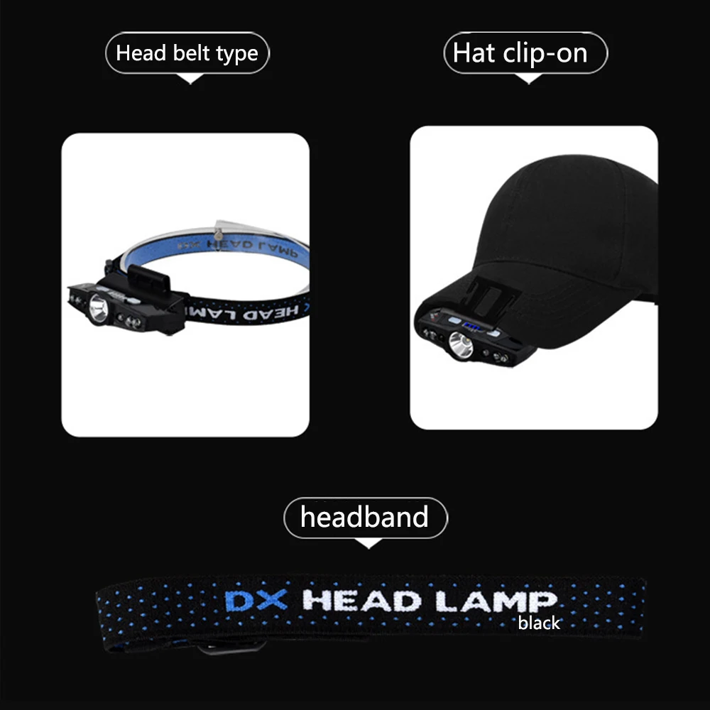 Светодиодные фонарики с датчиком движения головной светильник подзарядкой от USB