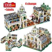 3308pcs mini city wedding church house model building blocks figures bricks 4 change castle architecture toys for children