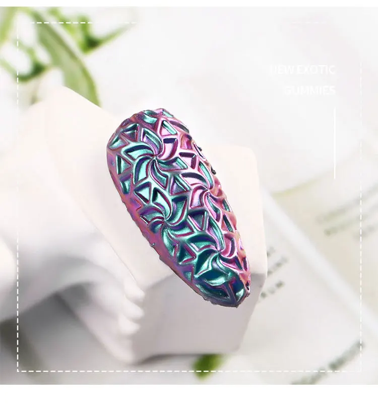 

Nail Art Silicone Printing Template Powder Chrome Pigment Dust Environment-Friendly Template 3D Relief decorating tool
