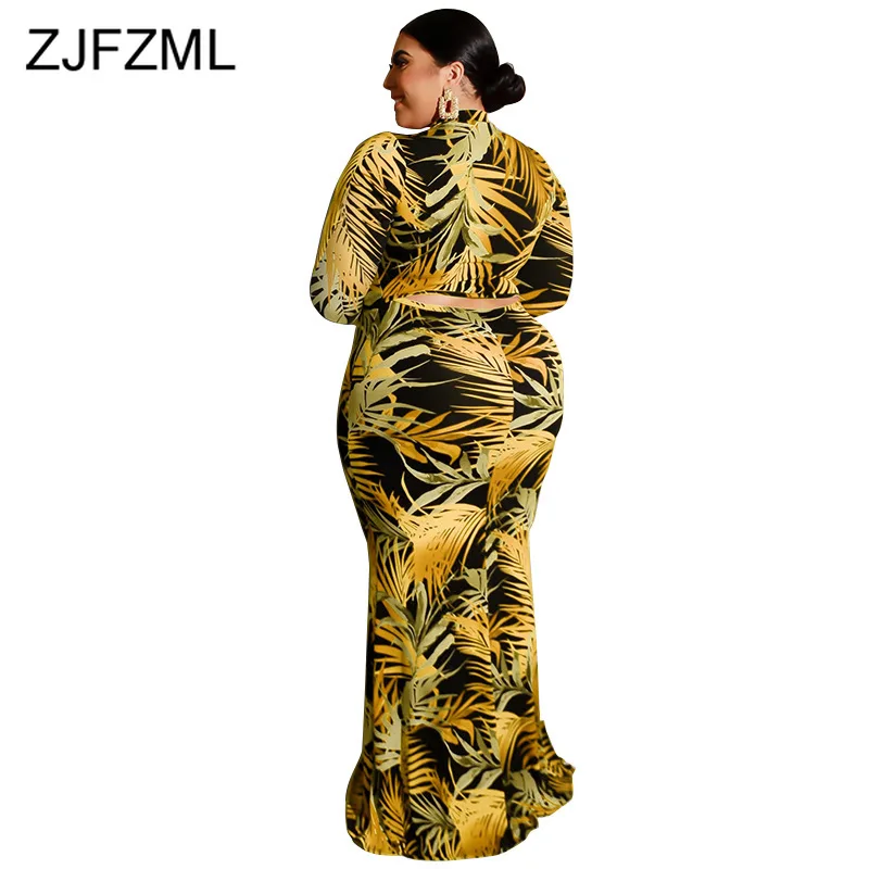 Женское длинное платье Русалка с принтом листьев облегающее Платье макси