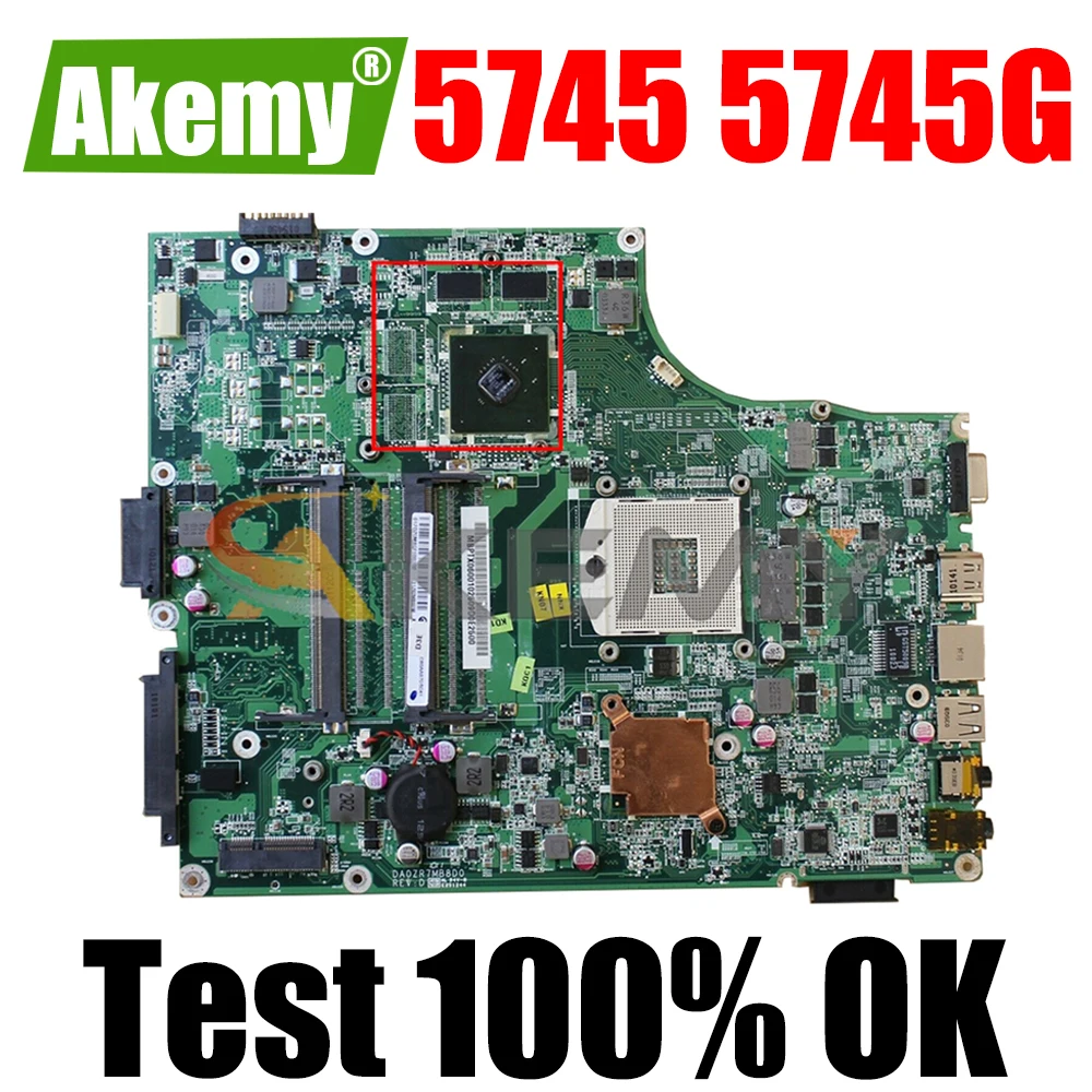 

Материнская плата AKEMY для ноутбука Acer aspire 5745 5745G, 2 слота ОЗУ, материнская плата HM55 MBPTX06001 DA0ZR7MB8D0 DA0ZR7MB8F0