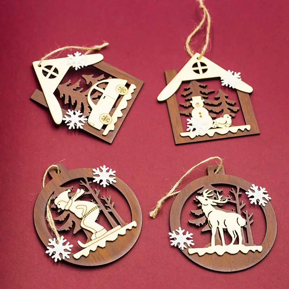 Новогодняя 2020 XMS натуральная Деревянная Рождественская елка орнамент деревянные