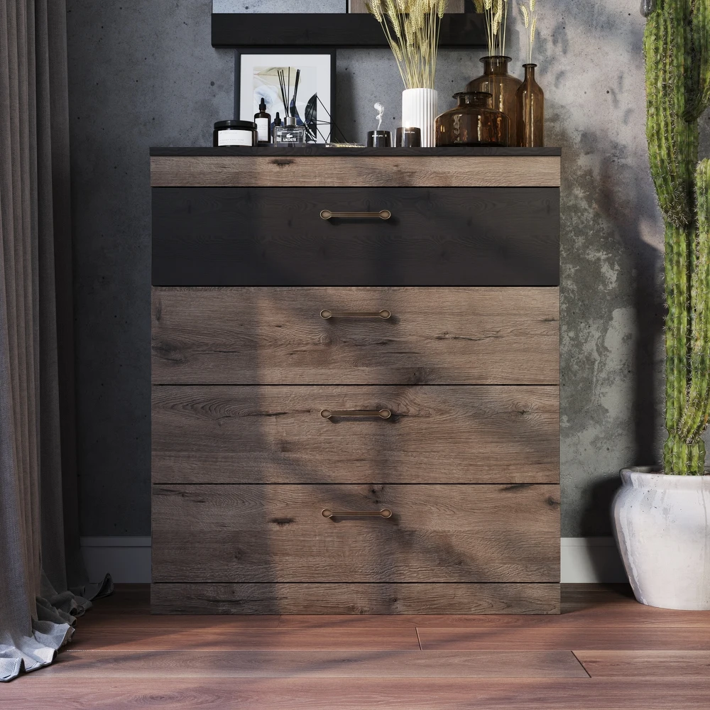Dresser Denise Lazurit Wellington Oak / Black furniture comfort for home bedroom chest of drawers Furniture Dressers |