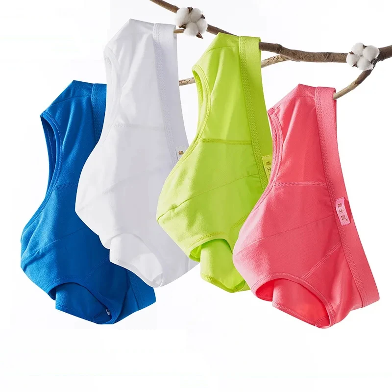 4Pcs/Lot Men's Briefs Cotton Underwear Summer Breathable Sexy Young Students Middle Waist Pants Large Shorts Underpants