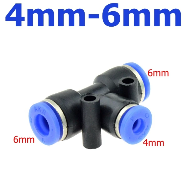 5 шт. 3 полосный Т образный тройник пневматический редуктор 6 4/8 6/10 8/12 10 мм OD шланг