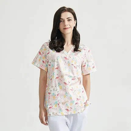 

New fashion nursing ladies cotton breathable scrub uniform uniform shirt laboratory pet shop work uniform