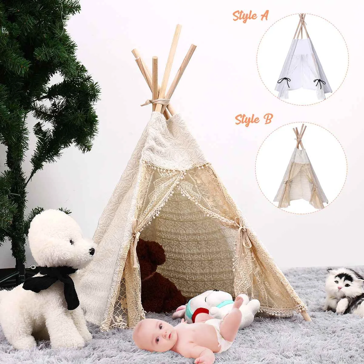 Большая холщовая палатка вигвам 80 см для детей спящих новорожденных