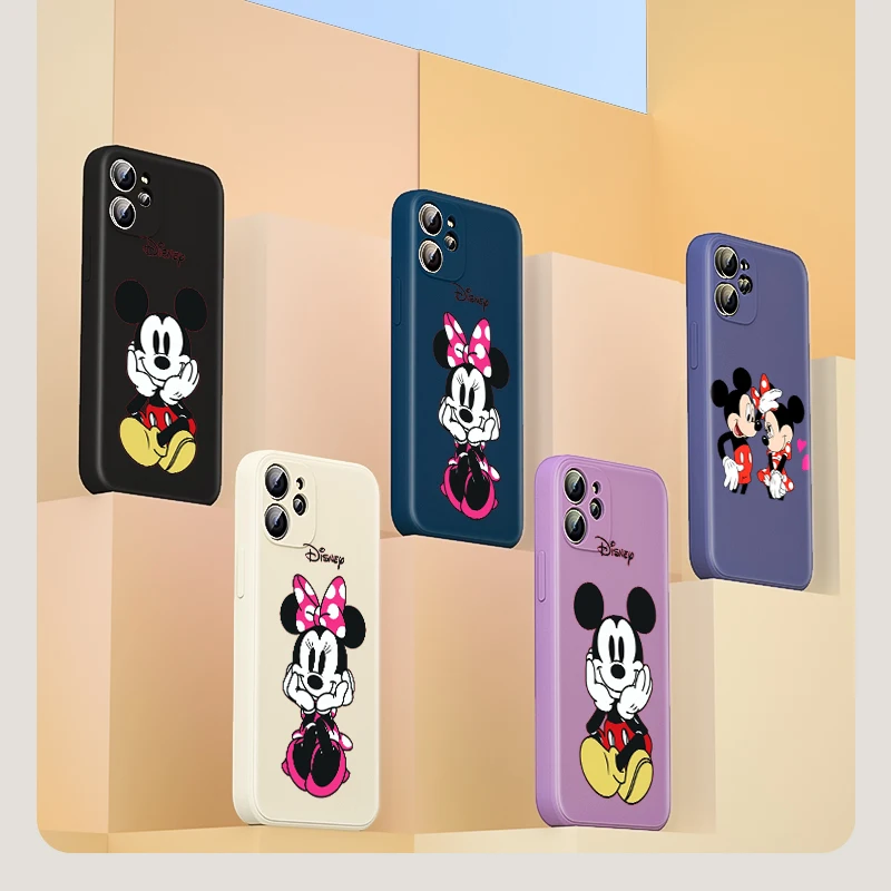 

Mickey Minnie Love Disney For Apple IPhone 13 12 Mini 11 Pro XS MAX XR X 8 7 6S SE Plus Liquid Silicone Soft Cover Phone Case