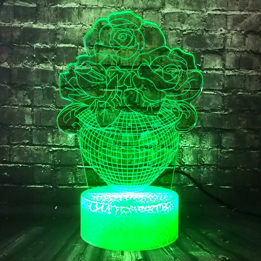Горячая романтическая роза цветок 3D Led USB ночник лампа 7 цветов меняющий домашний