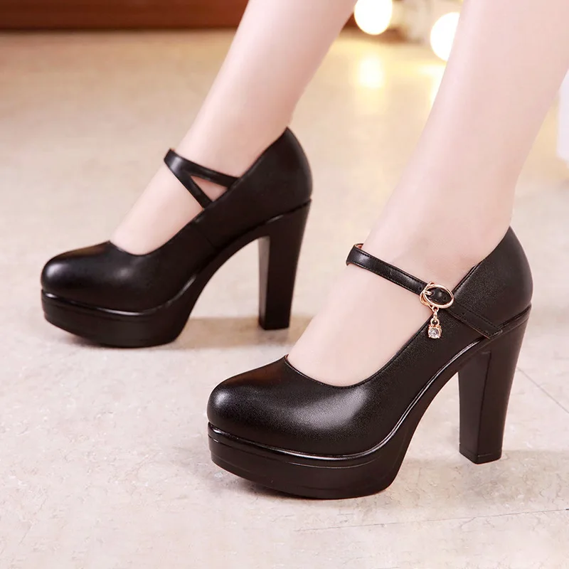 10cm black Большие размеры 32-43; обувь на платформе с блочным каблуком; женские туфли-лодочки; коллекция года; свадебные туфли белого и серебристого цвета; офисные туфли на среднем каблуке; женская обувь - Цвет: 10cm black