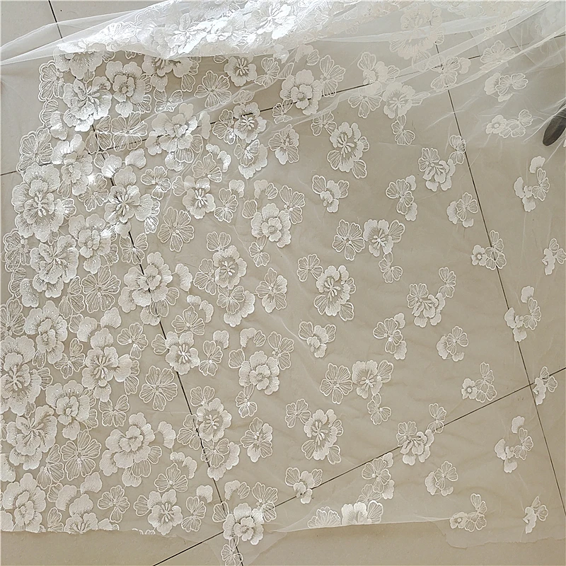 

New creative flower sequin embroidery fabric wedding dress fairy costume making fabric DIY Accessories