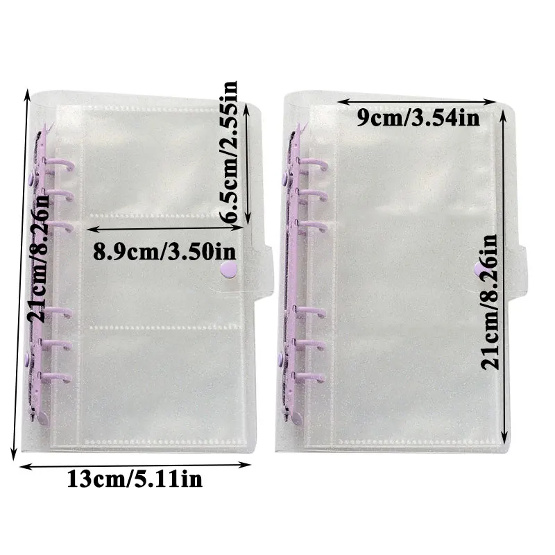 

6 Holes Sequins Transparent Photo Album Card Bag Receipt Storage Photo Holder Card Holder 150 Pockets Pockets Large Capacity