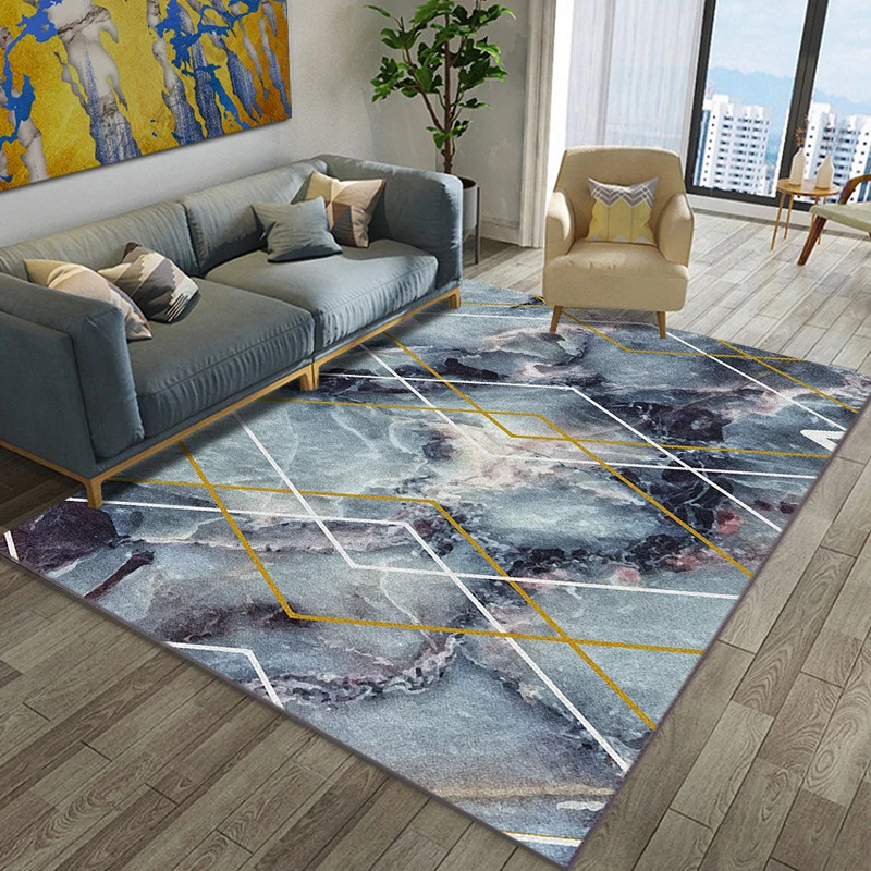 

Nordic Geometric Marble Carpet for Living Room Decor Large Rug Luxury Hallway Parlour Floor Mat Bedroom Bedside Non-slip Carpets