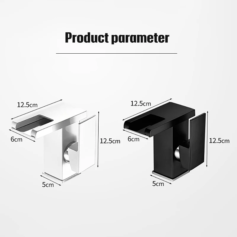 

QUANXUNHE White LED Basin Faucet Brass Waterfall Temperature Colors Change Bathroom Sink Mixer Deck Mounted Black Washbasin Taps