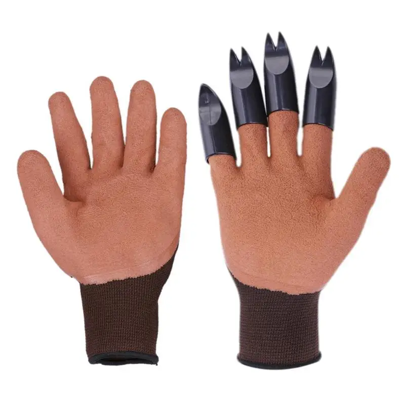 1 Pair Garden Gloves 4 Hand Claw ABS Plastic Rubber Gloves Quick Excavation Plant Waterproof Insulation Home garden supplies - Цвет: 1 Pair