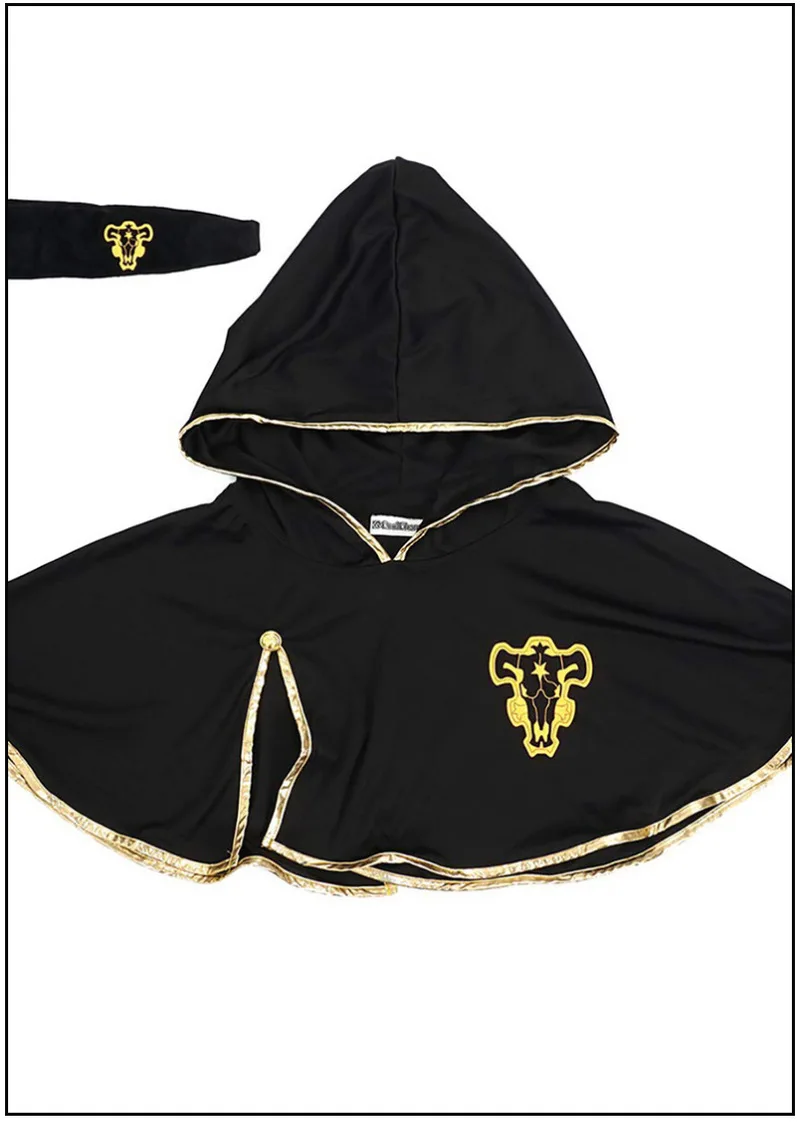 

Black Clover Anime Cosplay Costume Asta Cloak Black Bull Cloak Finral Roulacase Cosplay Costume for Halloween Party Headband