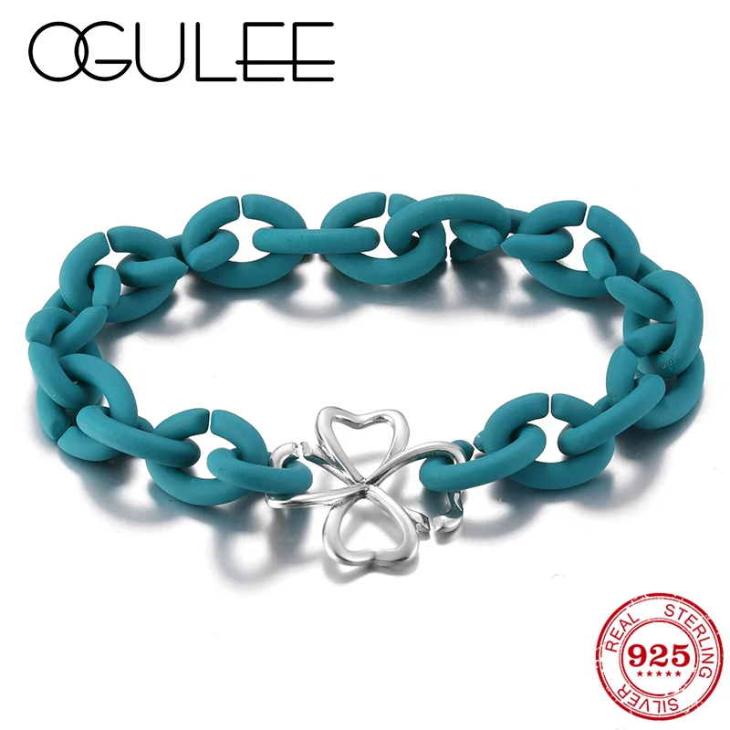 Подарок на день Святого Валентина серебряный браслет из бисера голубого озера