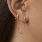 Модные Винтажные богемные серьги-кольца для пирсинга с двумя отверстиями для ушей для женщин серьги с кристаллами и кисточками золотые серьги в стиле бохо очаровательные цепи Jewe Q8S3