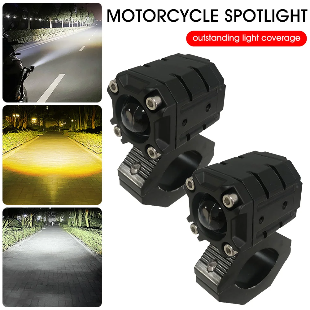 

Universal Motorcycle LED Light 12V-24V Headlight Fog Lamp Hi Lo Beam White Amber Spot Light Projector Lens Auxiliary Lamp