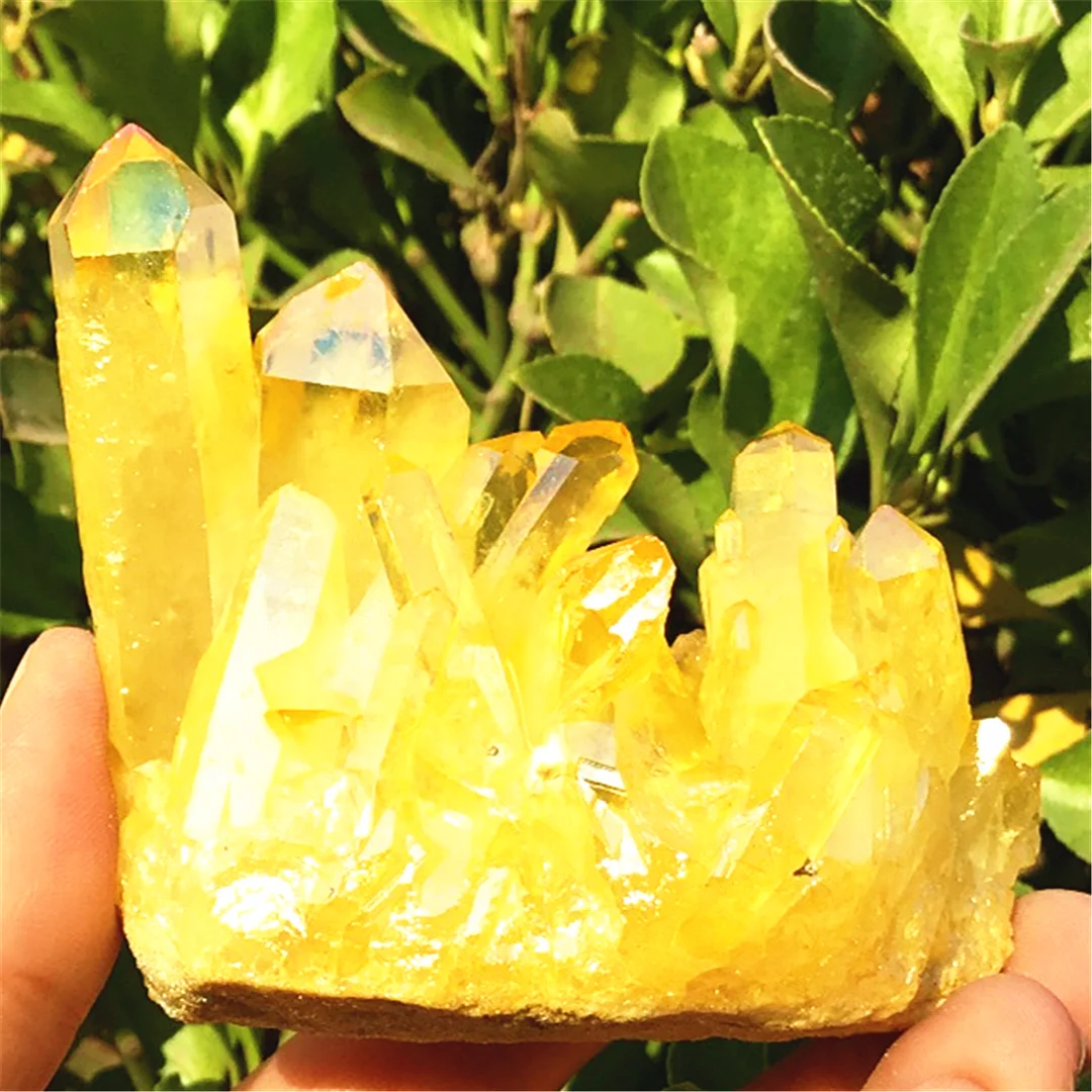 80-100g Beautiful Yellow Aura Quartz Crystal Natural Cluster Specimen Rough Stones And Minerals Healing Chakra Home Decor | Дом и сад