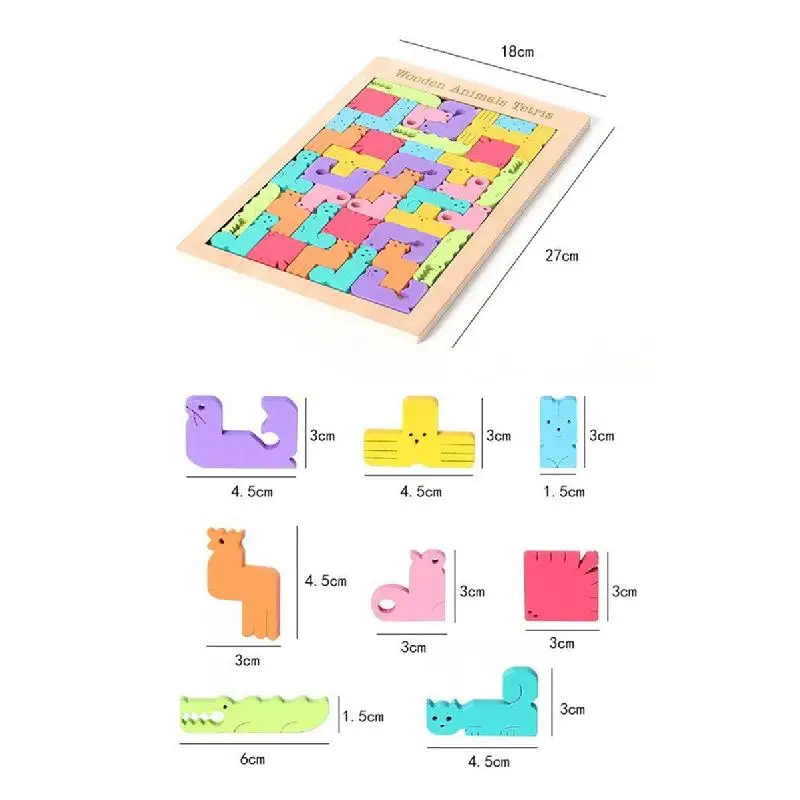 Деревянный 3D-пазл в виде животных раннее развитие ребенка по методу Монтессори
