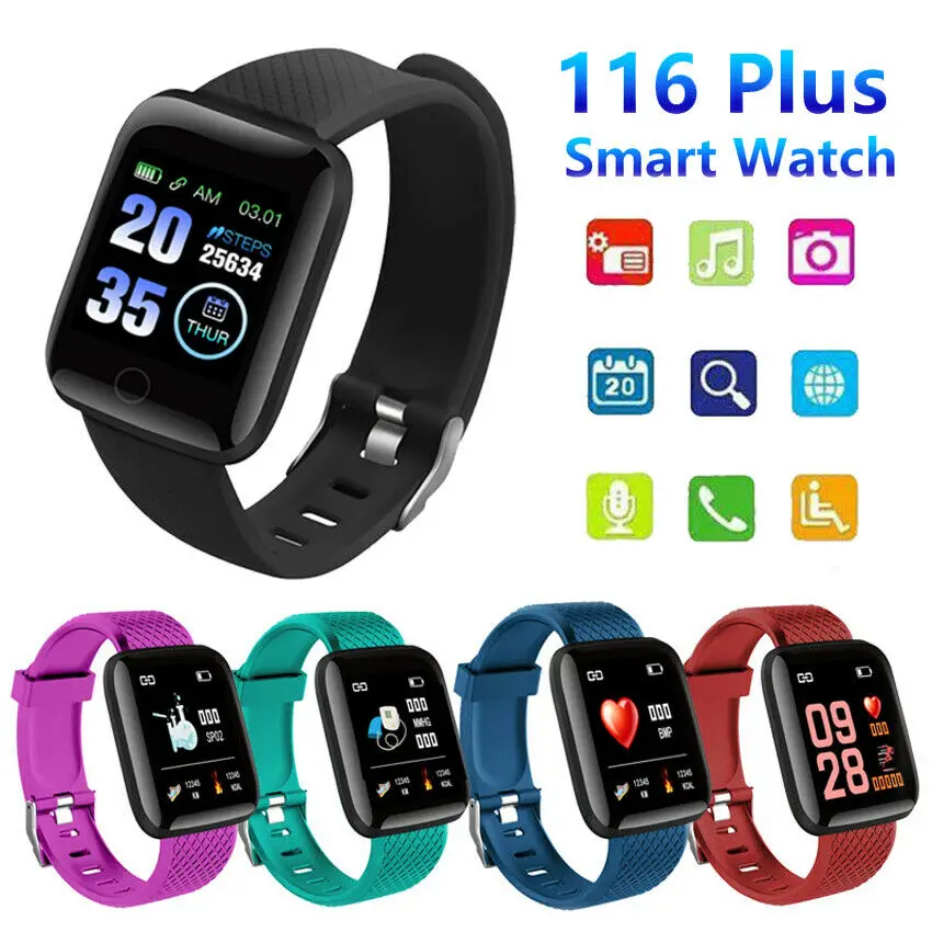 

Smart Watch Heart Rate Blood Pressure Monitoring Sports Smartwatch Tracker Pedometer Men Women Fitness Bracelet for Android IOS