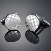 silvery round classic cufflinks for mens business shirt french suit bouton manchette cuff links high quality male jewelry gift