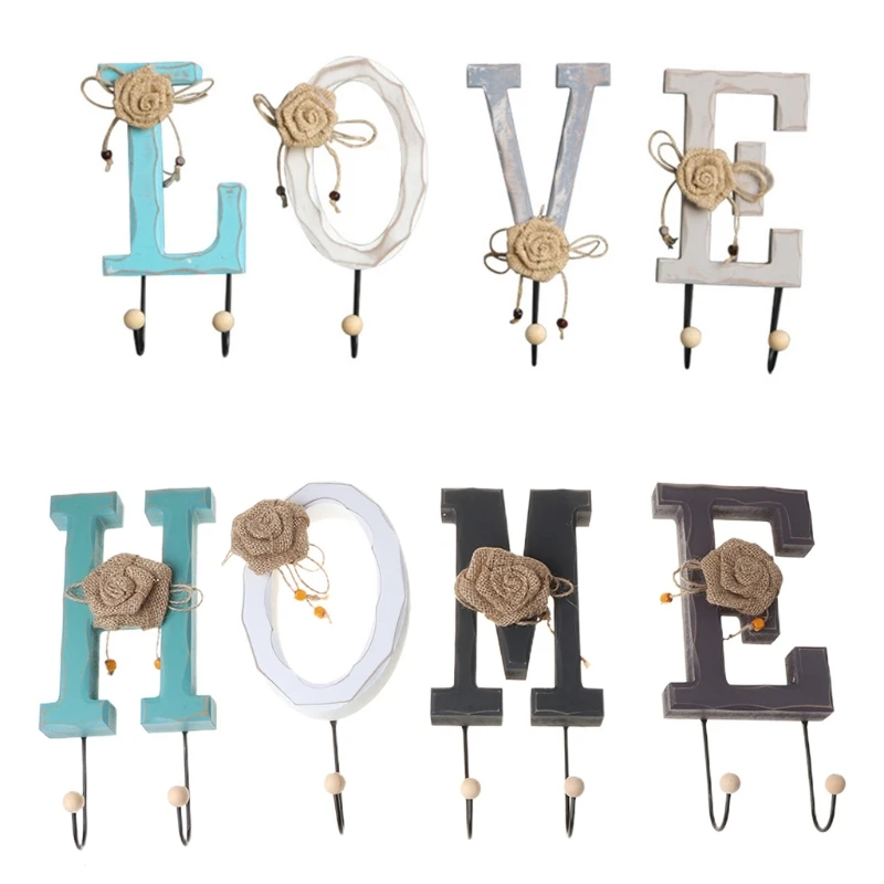 

Love Home Wood Wall Hooks Rack Hangers for Coat Hat Robe Towels Key Holder Decor 94PF