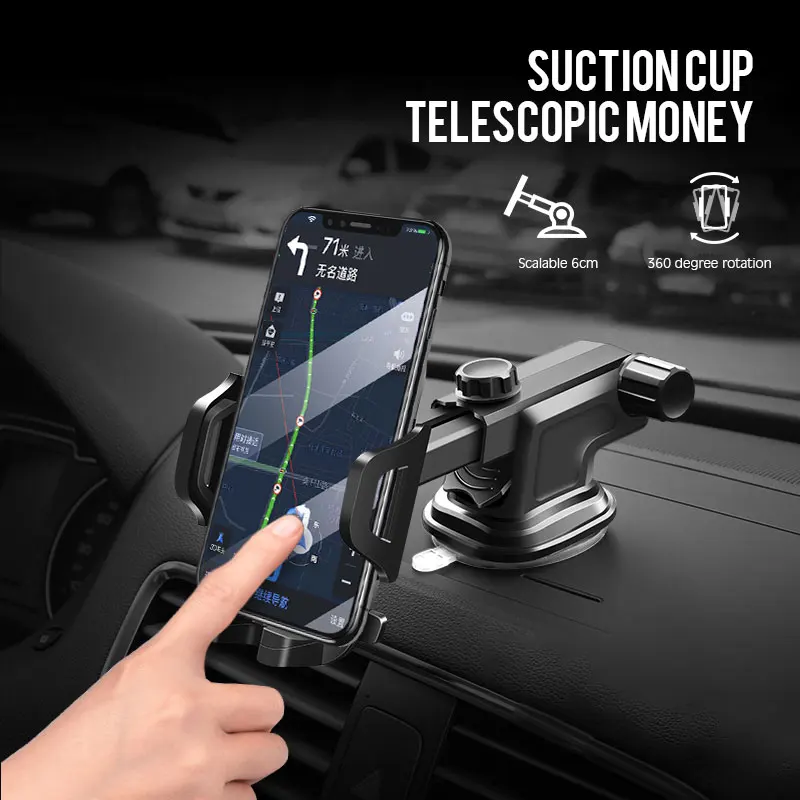 Sucker Phone Holder Роскошный мобильный телефон Автомобильный держатель для iPhone XR XS Max 7 автомобильный воздушный вентиляционный лобовое стекло Автомобильный держатель для телефона 360 карбоновый автомобильный держатель - Цвет: Sucker Phone Holder