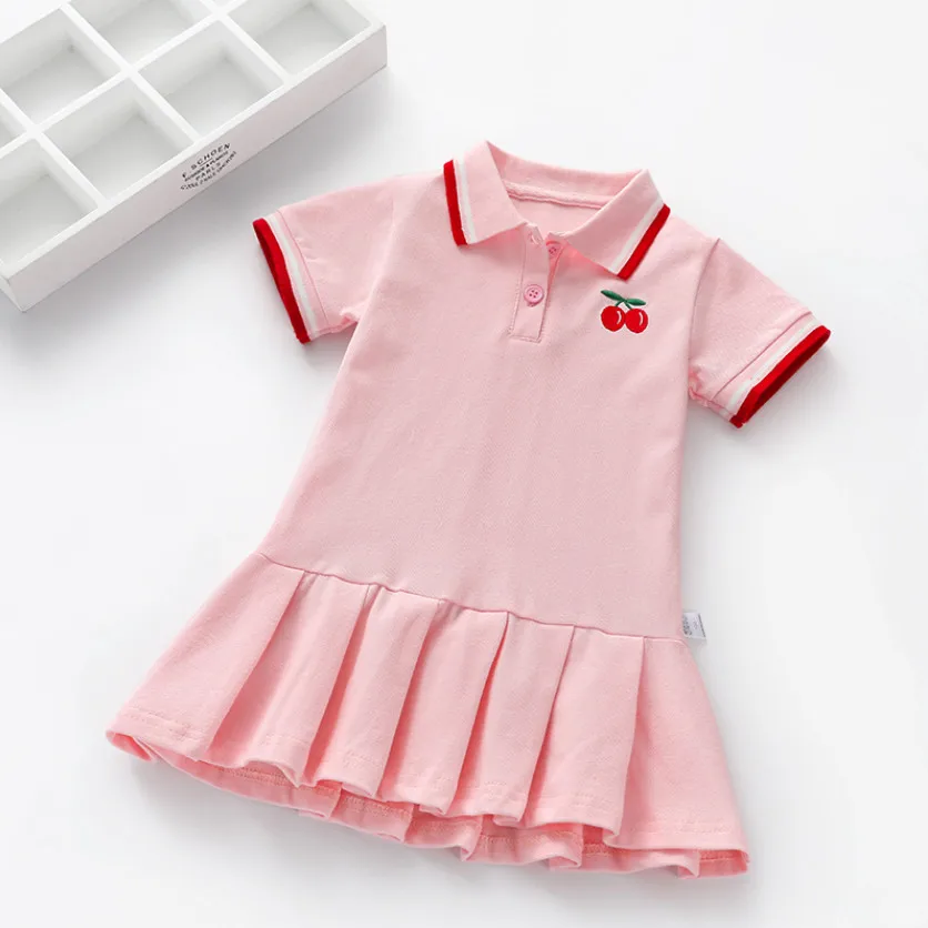 Платье для девочек детские хлопковые платья модное Плиссированное малышей милая