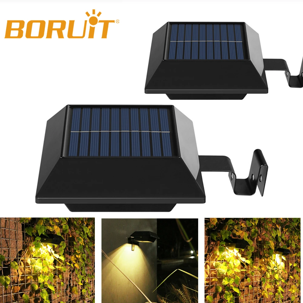 BORUiT красный/зеленый/синий 12 светодиодов Солнечный настенный светильник на