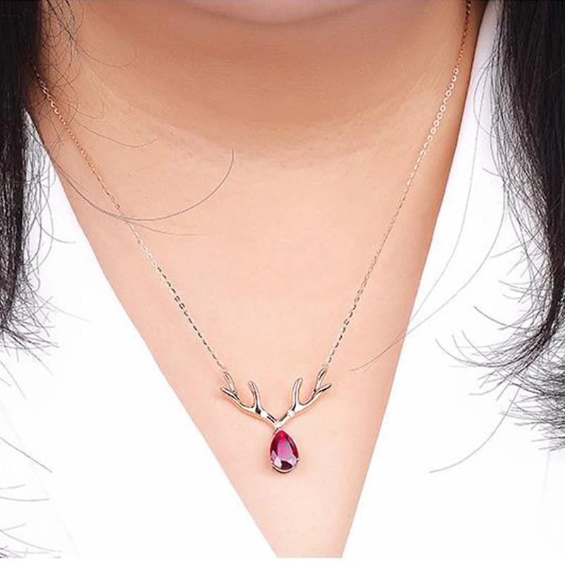 Милые очаровательные рога кулон ожерелье элегантные женские красные
