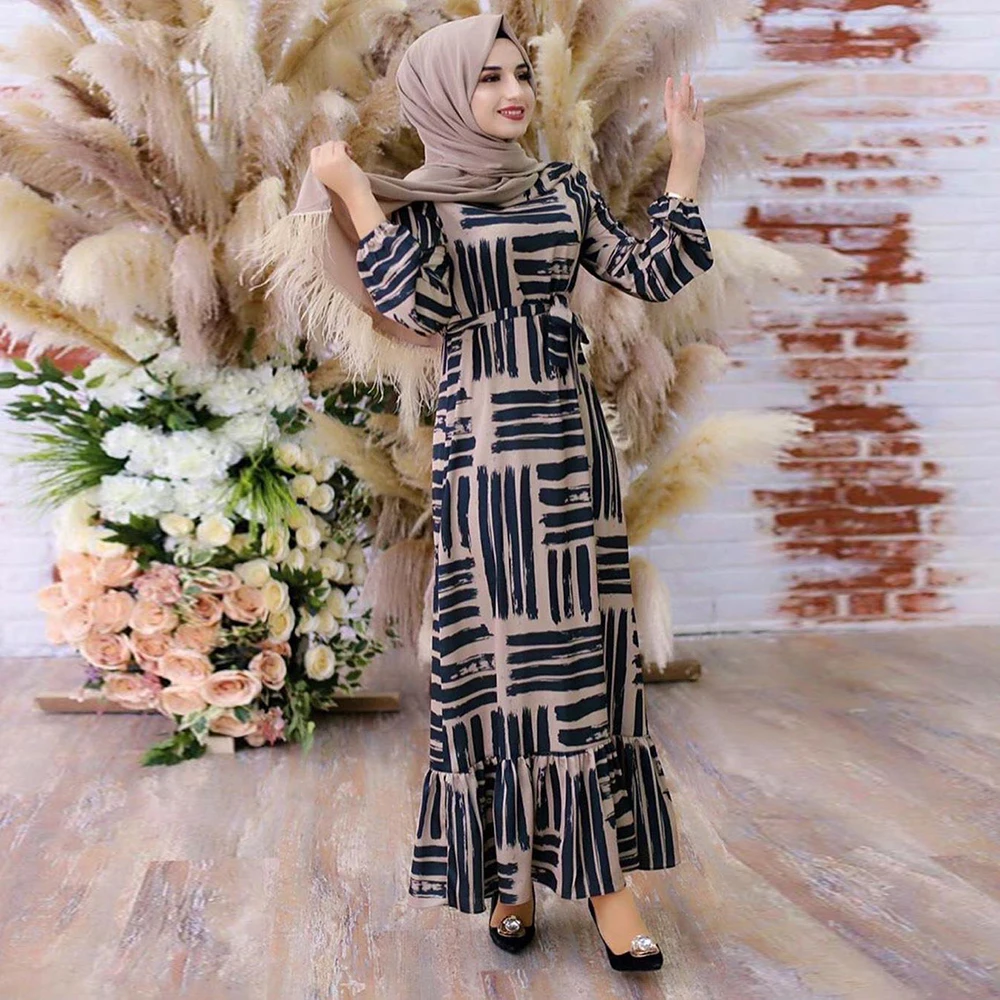 

Eid Mubarek кафтан мусульманская Мода Дубай абайя Турция хиджаб летнее платье ислам одежда Caftan для женщин халат Femme Ete Vestidos