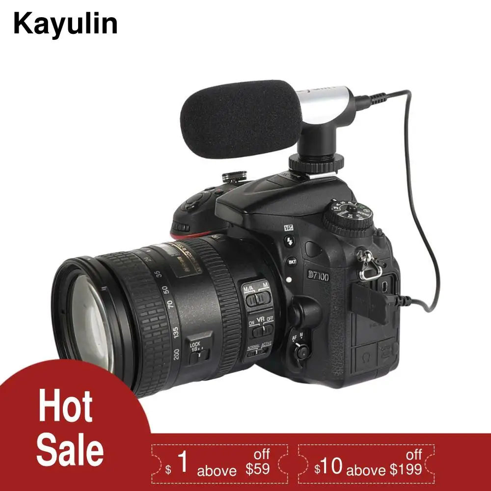 Kayulin микрофон для камеры конденсаторный записи 3 5 мм DSLR Canon Nikon Sony Vlog
