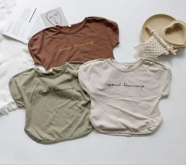 Модная летняя хлопковая футболка для мальчиков и девочек 2 7 лет PO711 2020|Тройники| |