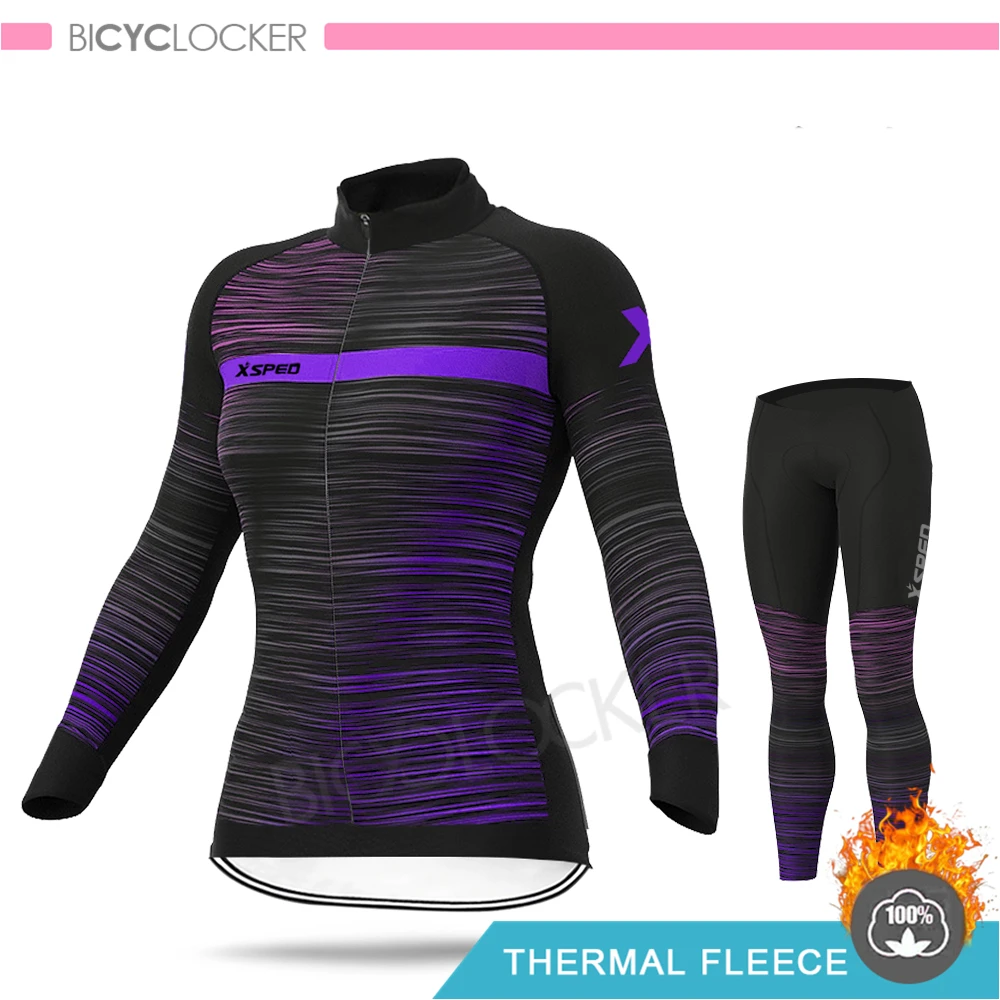 Normal Cycling Set Женская зимняя новая велосипедная одежда, комплект Джерси для велоспорта, Теплая Флисовая одежда Aleing, женская форма для шоссейного велосипеда, костюмы, одежда для верховой езды - Цвет: Normal Cycling Set
