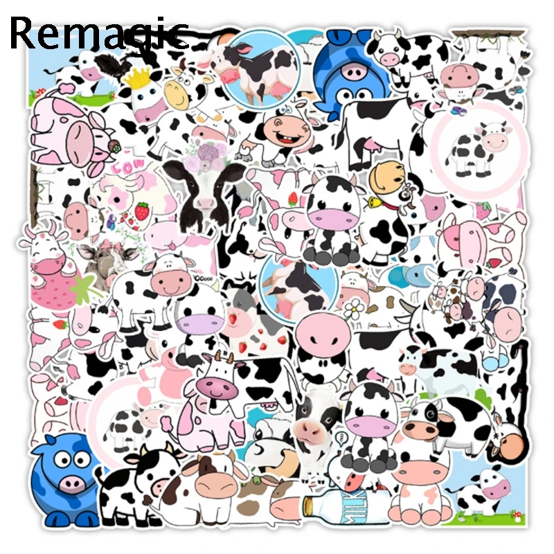 

50pcs Lovely Cow Cartoon Children Stickers Skateboard Guitar Suitcase Girls Waterproof scrapbooking Sticker Kids Graffiti Toys