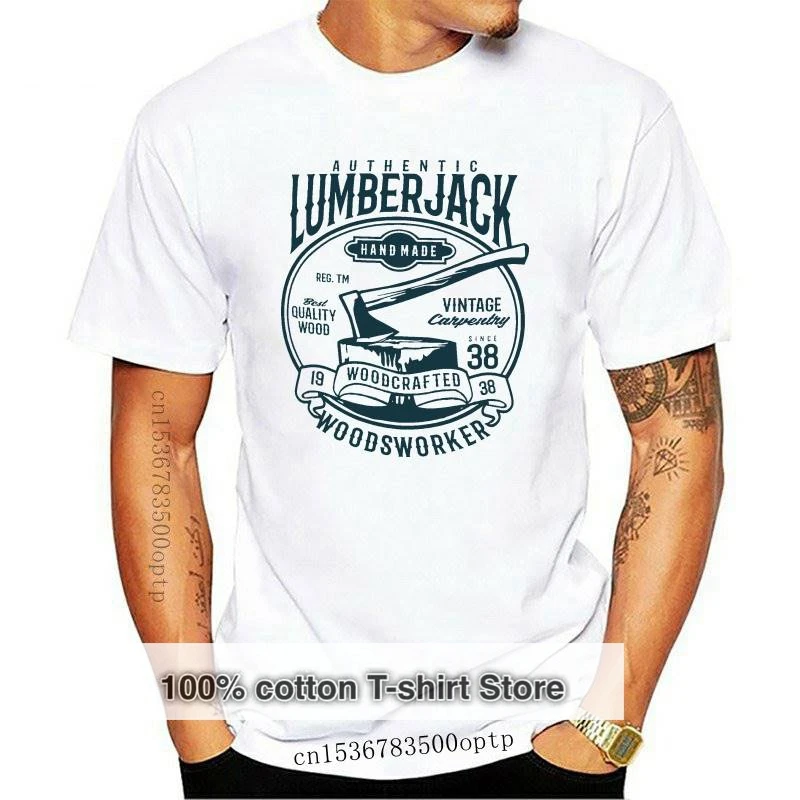 

New Authentic Lumberjack T Shirt Mens Retro Saw Axe Wood Work Neck S-3XL