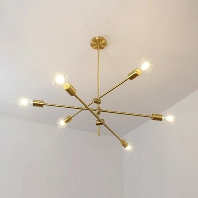 Матовый латунь люстра-спутник осветительных приборов дома светодиодный
