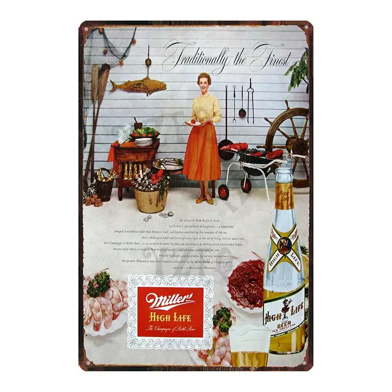 

Miller Beer Sign Plaque Metal Vintage Tin Sign For Wall Poster Bar Art Home Decor Cuadros DU-8126A