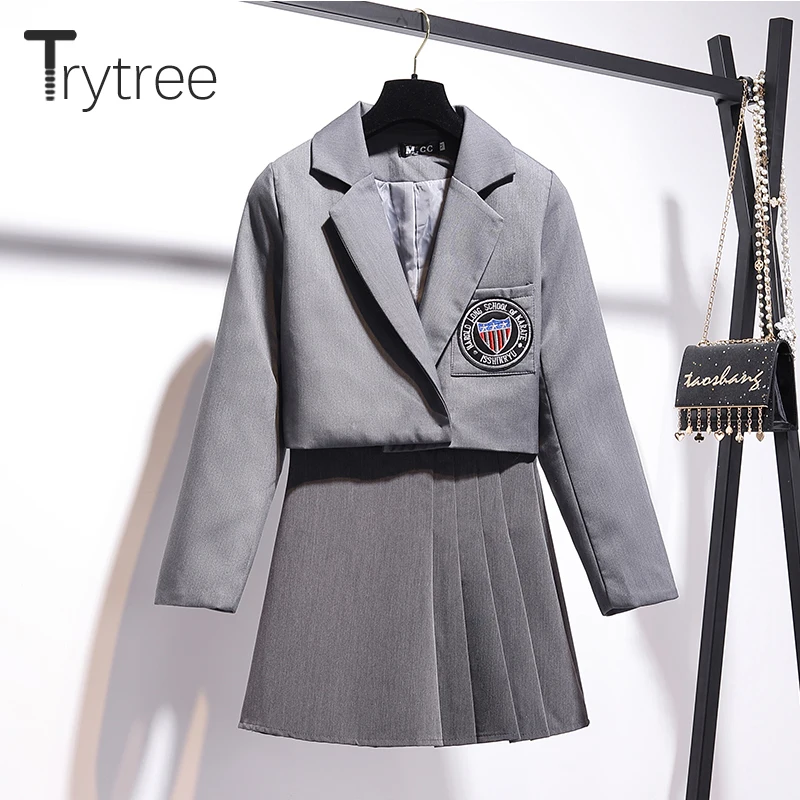 Trytree/осенне зимний костюм из двух предметов Повседневный короткий топ с отложным