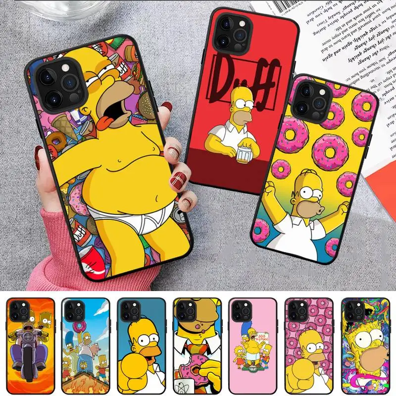 

Cartoon Homer S-Simpson Phone Case For iPhone 13 11 8 7 6 6S Plus X XS MAX 5 5S SE 2020 XR 11 pro DIY Funda